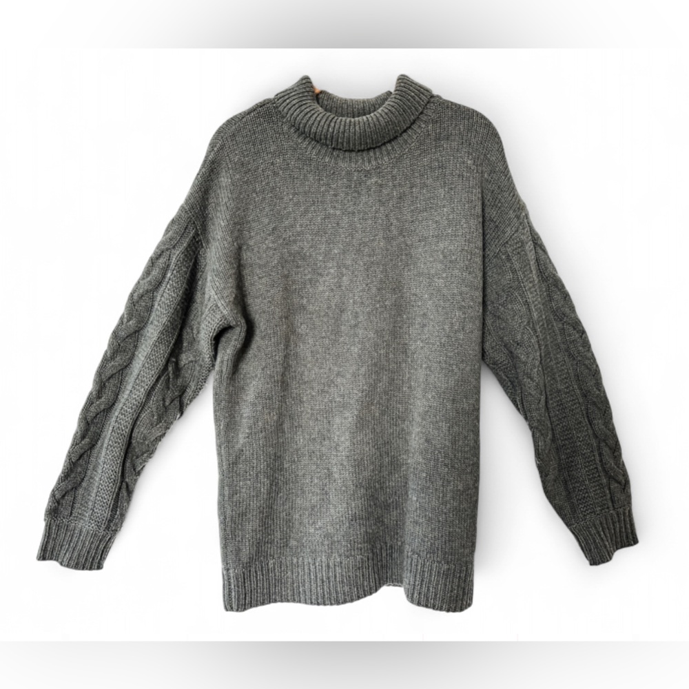 NAADAM Wool/Cashmere Mock Turtleneck Cable Knit Sweater Tunic Women- Size Small